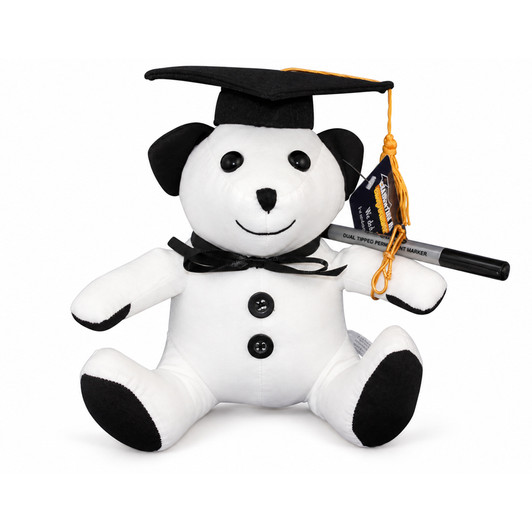 GB0002 Small Graduation Bear, $10.00 plus GST

Our Small Graduation Bear / Small Signature Bear is the perfect gift for graduates and a great way to preserve memories and mark milestone occasions.

Make your end of year celebrations memorable with lovely Graduation Bear.

The small bear is 23cm sitting down and comes with a dual tipped permanent marker.

The arms and legs on this size bear are non moveable.
