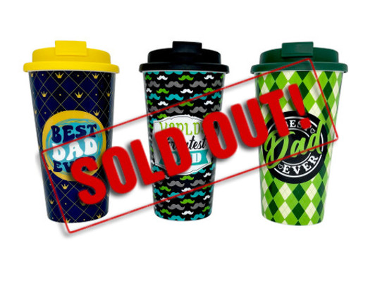 SOLD OUT...FD2561 Premium Travel Mug
$3.30 plus GST
If you need your coffee to go, then this gift is for you!  It’s the perfect reusable keep cup!  Height of mug 18cm.  400mL capacity.  New design.
Product Info: a plastic travel mug with screw top lid available in 3 designs, green: “Best Dad Ever”, navy: “Best Dad Ever” and black: “World’s Greatest Dad”.
