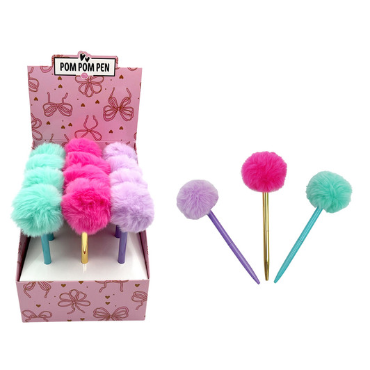 MD2651 Pom Pom Pen

$1.60 plus GST

Add a touch of fabulous flare to your writing game!  Our Pom Pom Pen is fun, fabulous and functional!  Be sure to stand out with a pop of colour!  Pen length is 11.5cm, pom pom diameter is 5cm.  New product.

Product Info: a ballpoint pen with fluffy pom pom topper.  Available in 3 colours: pink, aqua and lilac.