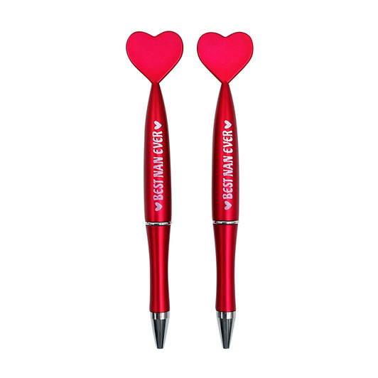 MD2674 Nan Pens

$0.55c plus GST

How cute are our new Nan Pens?!?!  Nan will love her new heart pen, perfect for jotting down memos or doing the daily crossword!  Comes only in packs of 12.  Pen length 13.7cm.  New product. 

Product Info: a 12 pack of pens, with heart shaped top that says “Best Nan Ever”.  Available in red only.  Blue ink.