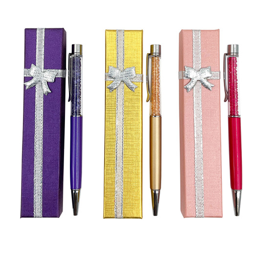MD2676 Crystal Ballpoint Pen

$1.90 plus GST

Our Crystal Ballpoint Pen is super stylish and comes in a gorgeous gift box!  Team it will our Spiral Notebook.  Packaging size 3 x 15 x 1.5cm.  New colours.

Product Info: a ballpoint pen with crystal casing that comes in a gift box.  Available in 3 colours: pink, gold and purple.