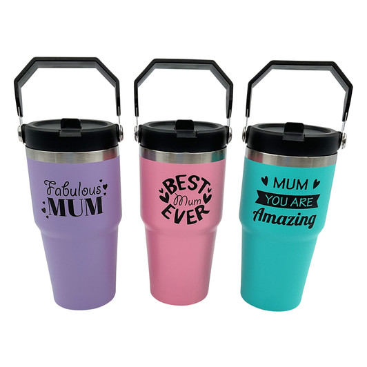 MD2683 Mum Cup with Straw

$6.95 plus GST

Our Mum Cup with Straw is the ultimate hydration companion!  Hitting your daily water target has never looked so good!  Height is 19cm, with 560mL capacity.  Comes in a white box.  New design.

Product Info: a stainless steel keep cup with straw and carry handle.  Comes in 3 colours: pink: Best Mum Ever, purple: Fabulous Mum, aqua: Mum You Are Amazing.
