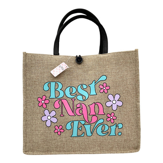 MD2689 Nan Tote Bag

$4.95 plus GST

A gorgeous tote bag just for Nan!  Perfect for when she is out and about.  Expanded product measures 33.5 x 29 x 16cm, with 14cm handle.  New product.

Product Info: a tote bag with logo that says “Best Nan Ever” in pink, aqua and lilac.