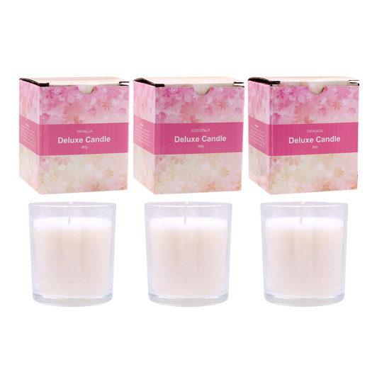 MD2699-20 Deluxe Candle

REDUCED  TO $3.95 plus GST

Create instant ambience with our Deluxe Candle and transport yourself somewhere tropical!  Coconut, orange and vanilla will have you holiday dreaming!  Product measures 7.5 x 9cm, 200g.  Comes in a box. 

Product Info: a large 200g candle in glass votive, available in 3 fragrances: coconut, orange and vanilla.