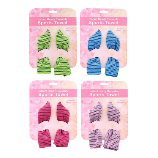 MD2699-22 Sports Towel

$2.40 plus GST

Our Sports Towel is a must have for Mums who like to sweat it out!  Whether walking, pilates or the gym is your thing, make sure you keep one handy!  Product measures 88 x 29cm.  Team it with any of our drink bottles for the ultimate gift pack.

Product Info: a cooling gym towel that comes in 4 colours: hot pink, pale pink, blue and green.