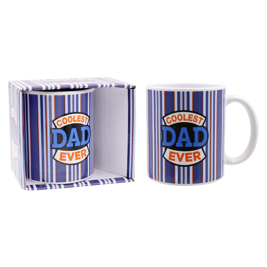 FD2601 Mug 1: Coolest Dad Ever

$ 3.10 plus GST

Next level coffee mugs, perfect for Dads morning cuppa!  Comes in our customised matching gift box.  Mug height is 9.5cm.  New designs.

Product Info: a blue, white and orange striped mug with logo that says “Coolest Dad Ever”.  Comes in our customised matching gift box.  Packaging size 11.7 x 10.4 x 8.5 cm.