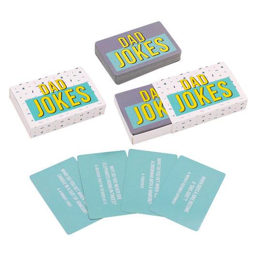FD2608 Dad Jokes
$ 2.00 plus GST
Classic Dad jokes that will have you laughing and cringing!  Dad will be in his element!  Packaging size 9 x 6 x 1.7cm.
Product Info: a 50pk of Dad jokes.