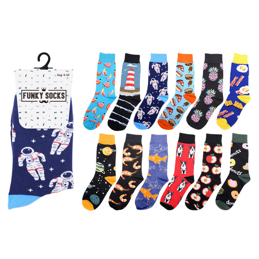 FD2618 Funky Socks
$2.50 plus GST
Stand out in the crowd with our Funky Socks!  For extra gift giving, grab our Funky Bucket Hat!  Size 6-10.  New design.
Product Info: a pair of men’s socks with various patterns.  Available in 12 designs.
