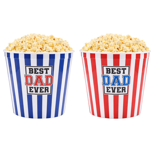 FD2626 Dad’s Snack Bucket
$2.20 plus GST
The ultimate snack bucket, just for Dad!  Hands off!  Perfect for popcorn, lollies, nuts or chips on movie night…or when watching his favourite team play!  Product measures 14.5 x 11.9cm.  BPA free and food safe.  Popcorn not included.  New design.
Product Info: a plastic snack bucket, available in 2 colours, with logo that says “Best Dad Ever”.  Suitable for snack such as popcorn, chips, lollies etc.