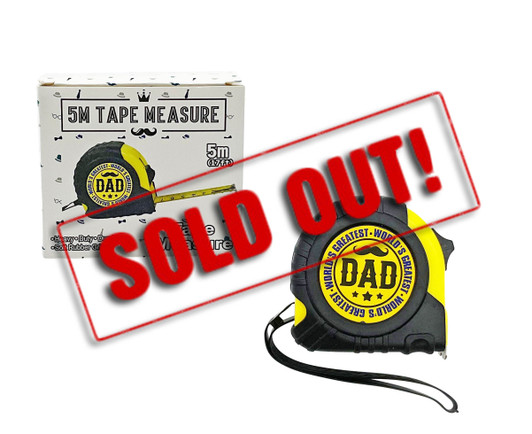 SOLD OUT...FD2675 5m Tape Measure
$2.40 plus GST
For accuracy and precision, our trusted 5m Tape Measure is your number one companion.  Product size 7 x 6.5 x 3cm.  New design.
Product Info: A 5m tape measure that is black and yellow, with logo that says “World’s Greatest Dad”.  Comes in our customised matching box.