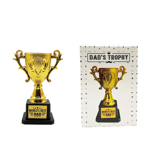FD2691 Dad’s Trophy
$3.80 plus GST
My Dad is the winner!  A great novelty gift that is sure to win hearts!!  Product measures 9.5 x 14 x 6.5cm.  New design.
Product Info: a plastic novelty gold trophy that says “World’s Best Dad”.
