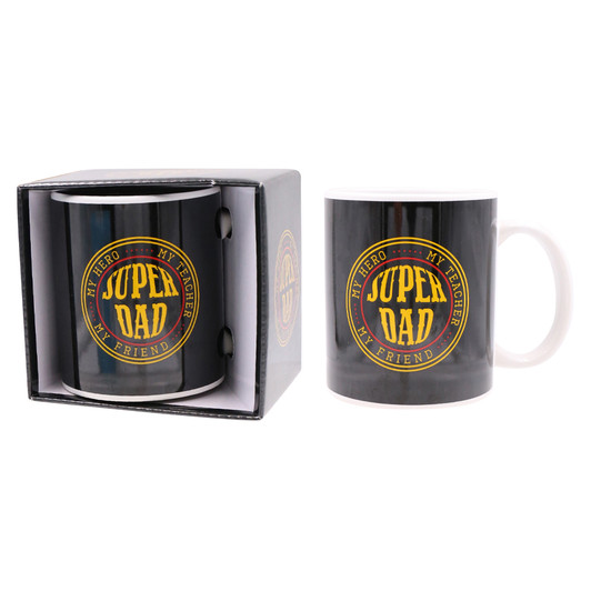 FD2699 Mug 5: Super Dad

$3.10 plus GST

A super gift for a super Dad!

Product Info: a black mug with red and yellow logo that says “Super Dad….My Hero, My Teacher, My Friend”.  Comes in our customised matching gift box.  Packaging size 11.7 x 10.4 x 8.5 cm.
