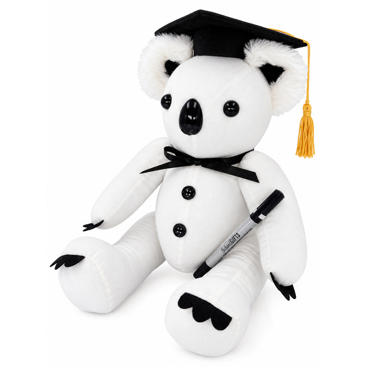 GB0011 Large Graduation Koala, $14.50 plus GST

Our NEW Large Graduation Koala is the perfect gift for graduates and a great way to preserve memories and mark milestone occasions.

Make your end of year celebrations memorable with lovely Graduation Koala.

The large bear is 30cm sitting down and 41cm standing up.

It has moveable arms and legs and comes with a dual tipped permanent marker.