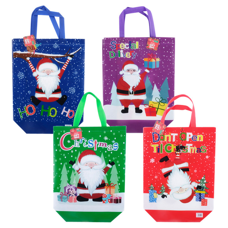 XM275465 Medium Christmas Reusable Gift Bag
$2.00 plus GST
Elevate your gift giving with our brightly coloured Christmas Reusable Gift Bag!  Comes in 4 great colours with 4 Santa designs: green: Christmas, red: Don't Open Til Christmas, blue: Ho Ho Ho, purple: Special Delivery.
Perfect to save time on wrapping and looks great and eye catching under the Christmas tree!
Product Info: the gift bag measures (flat) 31 x 42cm and (expanded) 31 x 36.5 x 11cm, plus 14cm handle.