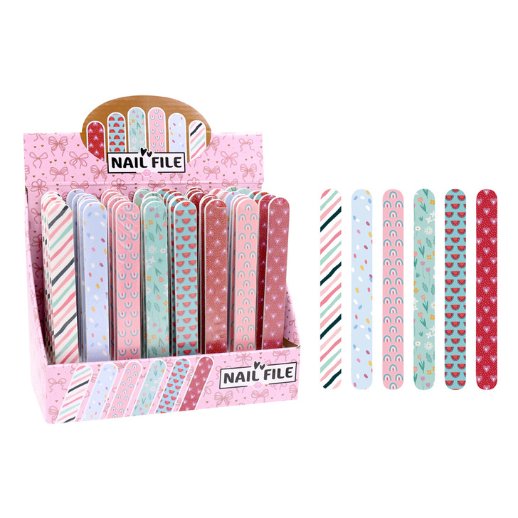 MD2604 Nail File

$0.80c plus GST

Keep your mani looking fabulous with our pretty Nail Files.  Pair them with any of our Hand Creams or Manicure Set for extra indulgence!  6 assorted designs.  Product length 17.9cm.  New design.

Product Info: a nail file with 6 assorted designs, including: red with pink hearts, watermelon, floral, rainbow, confetti, multi stripe.