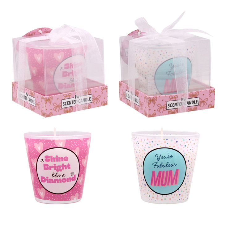 MD2609 Scented Candle

$2.90 plus GST

Shine bright like a diamond!  Our gorgeous Scented Candle is always a favourite!  With delicious vanilla fragrance and super cute designs, what’s not to love.  Packaging size 7cm x 7cm x 7cm, height of candle approx. 6.5cm.  New design.

Product info: a scented candle in a glass votive, available in 2 new designs: polka dot: You’re Fabulous Mum, pink hearts: Shine Bright like a Diamond.