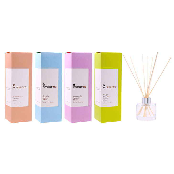 MD2616 Deluxe 100mL Fragrance Diffuser

$3.80 plus GST

Our Deluxe 100mL Fragrance Diffuser leaves a delightful fragrance wherever you place it.  Perfect for bathrooms, living rooms, bedrooms.  100mL. 

Product Info: a 100mL fragrance diffuser, available in 4 fragrances: honeysuckle, mango & papaya, oceania and watermelon.