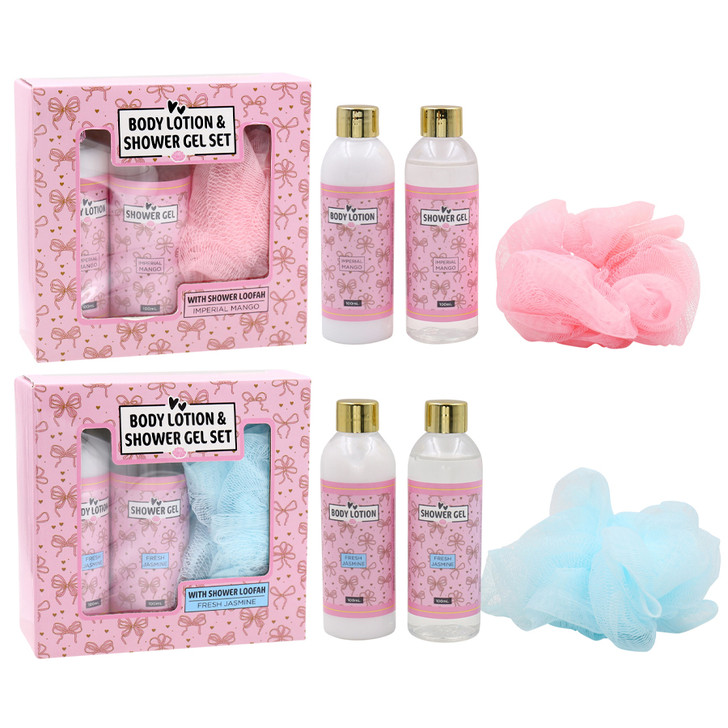 MD2626 Body Lotion and Shower Gel Set

$3.60 plus GST

Our new Body Lotion and Shower Gel Set is a deluxe set that will leave Mum feeling refreshed and pampered. With silky soft loofah and beautifully scented body lotion and shower gel, this gift is a must have!  100mL capacity for each body lotion and shower gel.  New product.

Product Info: a gift pack containing 1 x 100mL body lotion, 1 x 100mL shower gel and 1 x loofah.  Available in 2 fragrances: mango and jasmine.