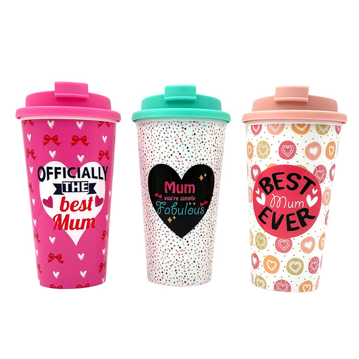 MD2665 Premium Travel Mug

$3.30 plus GST

Our reusable Premium Travel Mug is the perfect grab and go cup, especially when you need your cuppa on the run!  Height of mug 18cm.  450mL capacity.  BPA free.  New design.

Product Info: a plastic travel mug with screw top lid, available in 3 designs: polka dot: Mum You’re Simply Fabulous, heart: Best Mum Ever, red bow: Officially the Best Mum.