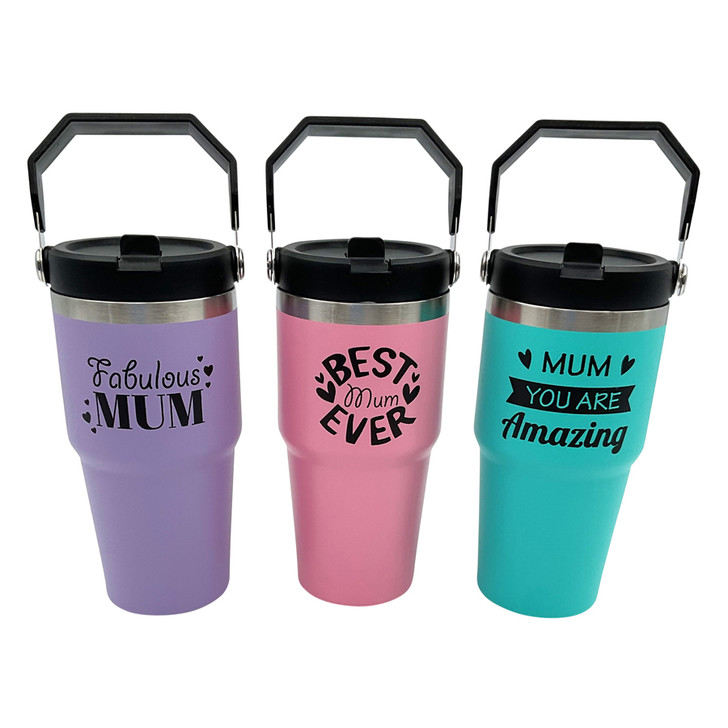 MD2683 Mum Cup with Straw

$6.95 plus GST

Our Mum Cup with Straw is the ultimate hydration companion!  Hitting your daily water target has never looked so good!  Height is 19cm, with 560mL capacity.  Comes in a white box.  New design.

Product Info: a stainless steel keep cup with straw and carry handle.  Comes in 3 colours: pink: Best Mum Ever, purple: Fabulous Mum, aqua: Mum You Are Amazing.