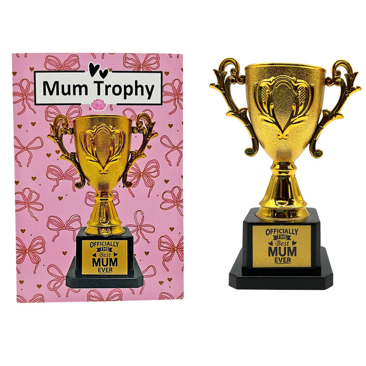 MD2684 Mum Trophy

$3.80 plus GST

The best Mum award goes to my Mum!!  A great novelty gift that is sure to be a winner!  Product measures 9.5 x 14 x 6.5cm.  New design.

Product Info: a plastic novelty gold trophy that says “Officially the Best Mum Ever”.