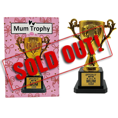 SOLD OUT...MD2684 Mum Trophy

$3.80 plus GST

The best Mum award goes to my Mum!!  A great novelty gift that is sure to be a winner!  Product measures 9.5 x 14 x 6.5cm.  New design.

Product Info: a plastic novelty gold trophy that says “Officially the Best Mum Ever”.