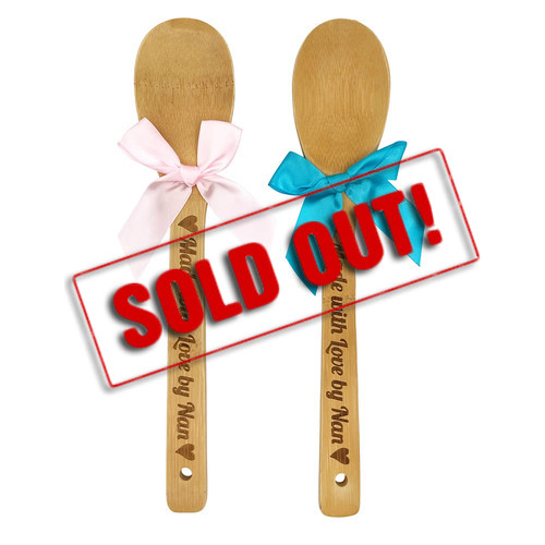 SOLD OUT... MD2690 Nan Wooden Spoon

$2.00 plus GST

It’s always a treat to be able to cook with Nan and now she will have her own personalised wooden spoon.  Product measures 30.5cm.  New product.

Product Info: a wooden bamboo spoon, with burnt etched logo that says “Made with love by Nan”.  Comes with a ribbon available in 2 colours: pink and blue.