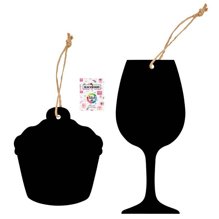 MD2694 Blackboard
$1.20 plus GST
A cute blackboard perfect for writing messages, memos and reminders!  Product measures, cupcake:  14 x 15.5cm, wine glass: 10.8 x 24.2cm. 
Product Info: a decorative blackboard on a string, suitable for writing messages in chalk.  Available in 2 designs: cupcake and wine glass.  Size of cupcake is 14 x 15.5cm, wine glass is 10.8 x 24.2cm.