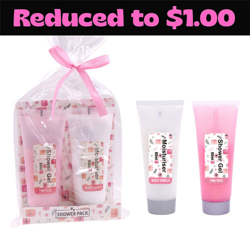 MD2699-10 Shower Pack

$2.30 plus GST

A luxe Shower Pack, ideal for pampering Mum!  Grab a Loofah or Eco Bamboo Body Mitt for ultimate indulgence.  60mL capacity for each product. 

Product Info: a 2pk shower pack that includes a shower gel (rose fragrance) and moisturiser (vanilla fragrance).  Each product has 60mL capacity.