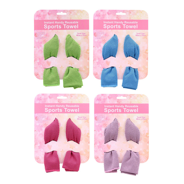 MD2699-22 Sports Towel

$2.40 plus GST

Our Sports Towel is a must have for Mums who like to sweat it out!  Whether walking, pilates or the gym is your thing, make sure you keep one handy!  Product measures 88 x 29cm.  Team it with any of our drink bottles for the ultimate gift pack.

Product Info: a cooling gym towel that comes in 4 colours: hot pink, pale pink, blue and green.