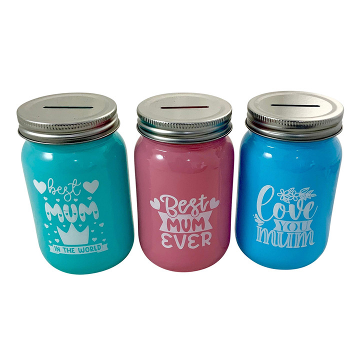 MD2699-32 Glass Money Jar

$2.60 plus GST

Our gorgeous Glass Money Jar is the perfect way to save for that rainy day or next adventure!  Product measures 7.5 x 13cm.  Comes in a white box.  

Product Info: a glass jar with lid that is 400mL capacity that is a money box. Available in 3 pastel colours/designs: pink: Best Mum Ever, aqua: Best Mum in the World, blue: Love You Mum.