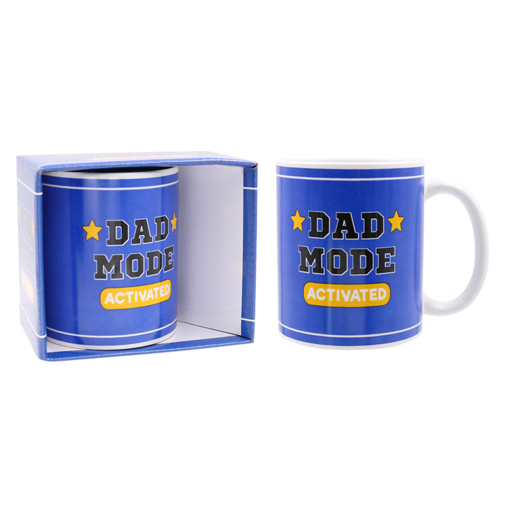 FD2603 Mug 3: Dad Mode

$3.10 plus GST

Next level coffee mugs, perfect for Dads morning cuppa!  Comes in our customised matching gift box.  Mug height is 9.5cm.  New designs.

Product Info: a blue mug with black and yellow logo that says “Dad Mode Activated”.  Comes in our customised matching gift box.  Packaging size 11.7 x 10.4 x 8.5 cm.