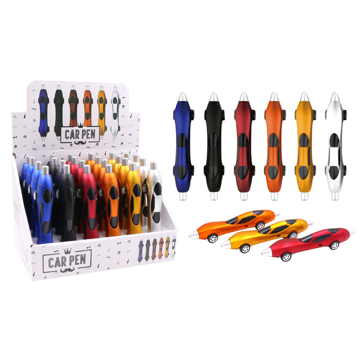FD2614 Car Pen
$ 1.90 plus GST
A fun novelty pen that pairs perfectly with our Spiral Notebook or Crossword and Sudoku.  Pen length 13cm. 
Product info:  A pen in the shape of a car.  Comes in 6 colours: blue, black, red, orange, yellow and silver.  Comes in display inners of 24.
