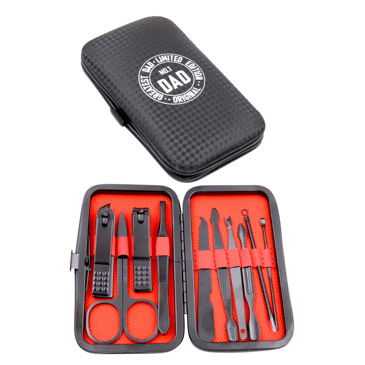 FD2625 Grooming Kit
$3.40 plus GST
Dad will have his personal grooming all sorted with our handy 10 piece Grooming Kit!  Includes nail clippers, scissors, tweezers and more!  Case measures (closed) 10.5 x 6 x 1.5cm.  New design.
Product Info: a 10 piece manicure/grooming set that comes in a mini black case, with white logo that says “Greatest Dad, Limited Edition, No. 1 Dad”