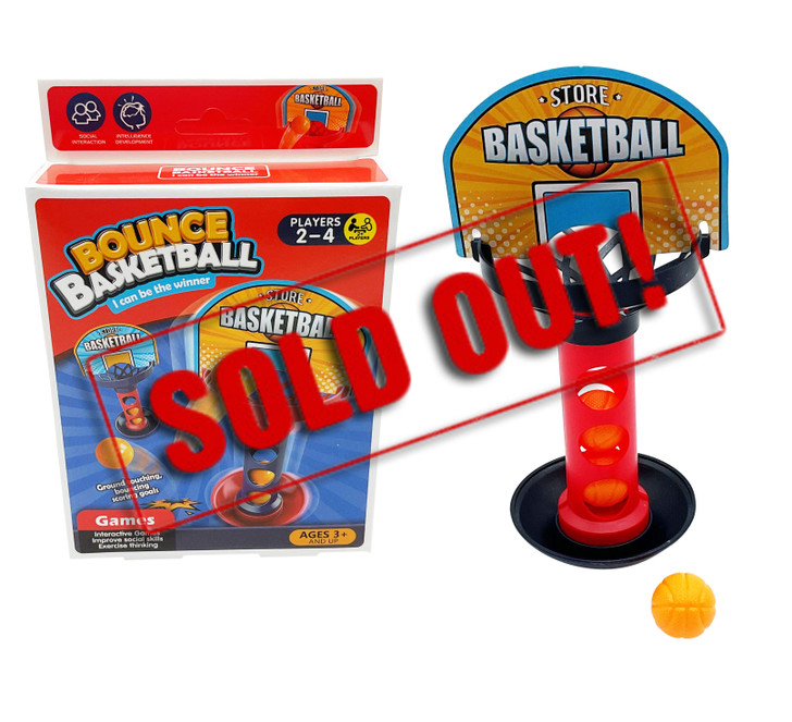 SOLD OUT...FD2639 Basketball Game
$2.50 plus GST
Game on!!  Challenge Dad to a game of B-Ball…who has the ultimate skills?!  Packaging measures 12.2 x 18 x 4cm, height of game is 17.5cm.  New product.
Product Info: a desktop basketball game, suitable for 2-4 players, where the aim of the game is to bounce the basketball into the hoop.  Comes with 3 mini basketballs.