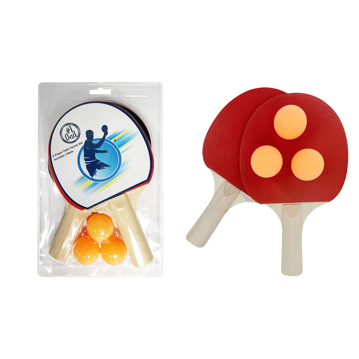 FD2641 Table Tennis Set
$3.60 plus GST
Bring you’re A game to the next table tennis rally!  A great Dad & Me game.  Bat measures 25 x 15cm, ball diameter 4cm.  
Product Info: a table tennis set that includes 2 table tennis bats and 3 table tennis balls.