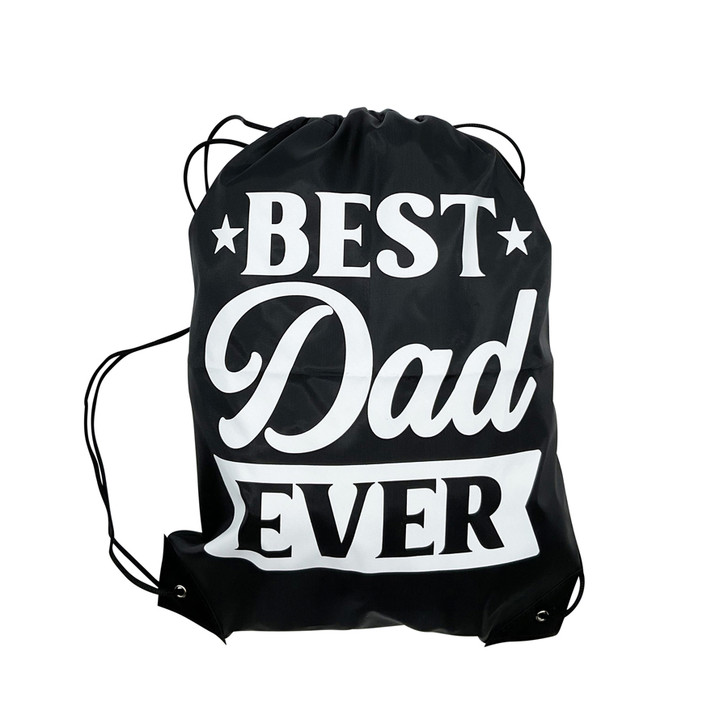 FD2642 Sports Bag
$1.80 plus GST
Our Sports Bag will become your new favourite gym accessory, perfect to throw in a gym towel, 
water bottle or protein shaker.  Product measures 33.5 x 42.5cm.  New design.
Product Info: a black sports bag with drawstring with white logo that says “Best Dad Ever”.  Logo on one side of the bag only.
