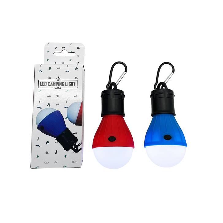 FD2647 LED Camping Light
$2.80 plus GST
Our LED Camping Light is perfect for those camping trips, outdoors, garage, shed or mancave!  Has 2 brightness levels.  Product length 9.2cm, plus 5cm carabiner clip.  Comes with 3 AAA batteries in our customised gift box.  New colours.
Product Info: an LED light available in 2 colours: red and blue.