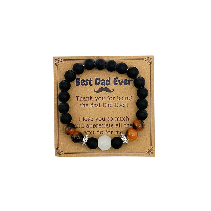 FD2651 Dad’s Beaded Bracelet
$1.90 plus GST
A cool gift for the best Dad ever!  Sort Dad out with an awesome new accessory.  Diameter 6.5cm.  New product.
Product Info: a beaded bracelet on a header card that says “Best Dad Ever, Thank you for being the Best Dad Ever! I love you so much and appreciate all that you do for me.”