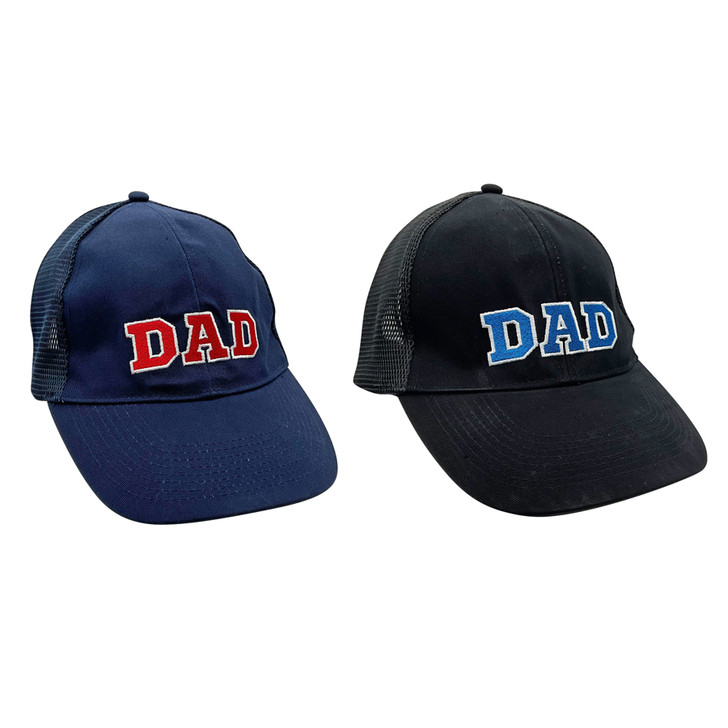 FD2687 Dad Cap
$4.95 plus GST
For top tier gift giving, our new Dad Cap ticks all the boxes.  Sleek and stylish, Dad is going to love it.  Has an adjustable snap at the back.  New product.
Product Info: a cap with stitched logo that says “Dad”.  Available in 2 colours: black cap with blue and white logo, navy cap with red and white logo.  Adjustable snap at back.