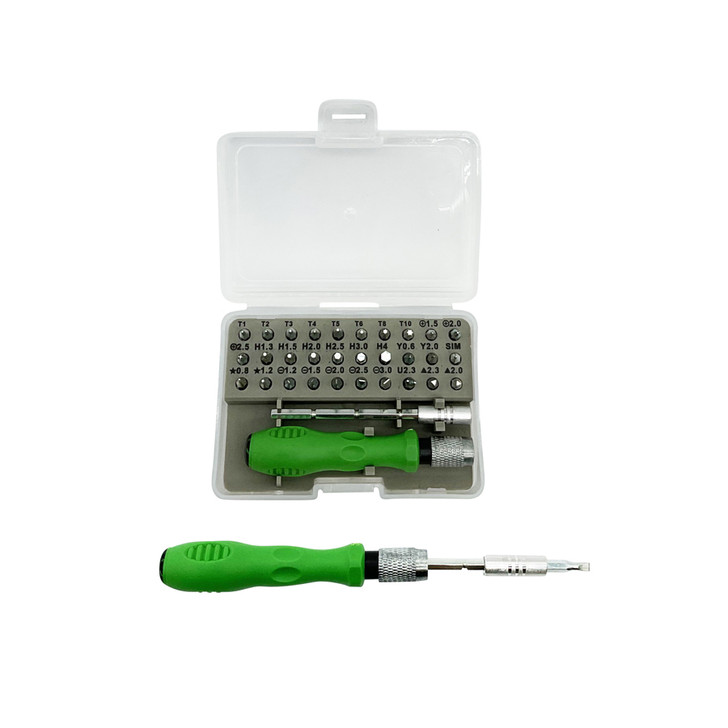 FD2695 32pk Mini Screwdriver Set
$3.50 plus GST
No job will be too big or small for Dad with our 32pk Mini Screwdriver Set.  Screwdriver length is 9cm, carry box measures 7 x 10.5 x 3cm.  
Product Info: a 32pk screwdriver set with interchangeable drill bits that attach to the main screwdriver.  An assortment of sizes of phillips screws, slotted screws, torx screws, Y screws, triangle screws, hex socket screws, U screws and penta screws.