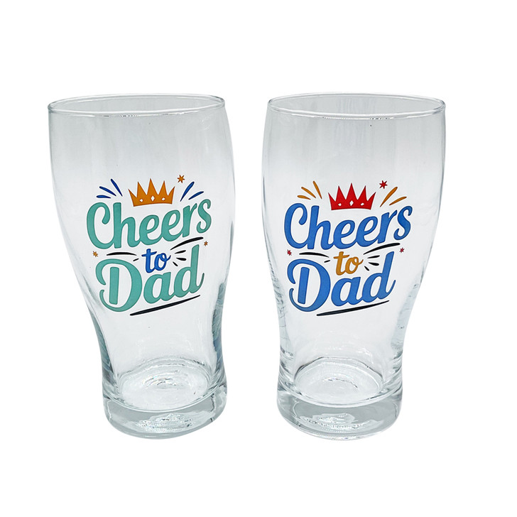 FD2696 Tall Glass
$3.90 plus GST
Sip in style with our awesome Tall Glass!  Ideal for Dads favourite beverage.  500mL capacity.  Comes in a white box.  New design.
Product Info: a 500mL tall glass with logo that says “Cheers to Dad”.  Available with 2 colour logos: blue/red/orange and blue/teal/orange.