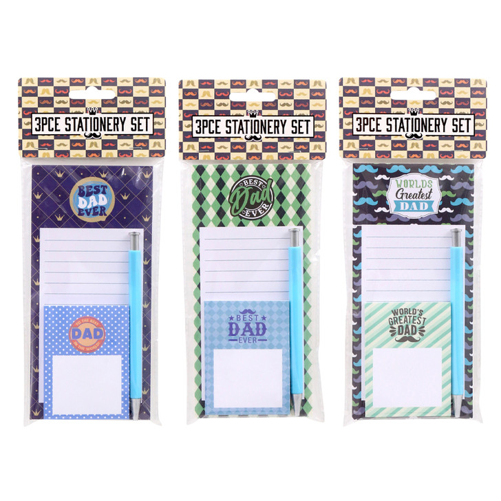 FD2699-17 3pce Stationery Set
$2.40 plus GST
Keep Dad organised with our 3pce Stationery Set!  Comes complete with to do list, notepad and pen!  To-do list measures 9 x 19cm, notepad measures 6.4 x 8.5cm.  
Product Info: a 3pce stationery set featuring to-do list, note pad and pen.