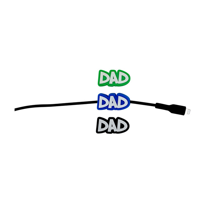 FD2699-18 Dads Phone Charger Name Tag
$0.90c plus GST
No more phone charger battles now that Dad has his name on his!  The perfect gift for Dad who is always asking “who has taken my phone charger!!”  Product measures 4 x 2cm.  
Product Info: a silicone name tag that says “Dad” that is suitable for sliding over a phone charger cord.  Available in 3 colours: blue, green and black.