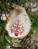 Oyster shell ornament - red tree