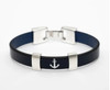 Chatham - Navy/Silver - Leather Anchor Bracelet