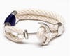 Waverly - Ivory/Navy/Silver - Nautical Rope Anchor Bracelet