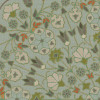 Arabesque Bloom Aqua Verdure - round vinyl floor cloth detail