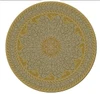 Estate Tracery Olive Saffron - round vinyl floor cloth 