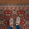 Promenade Heirloom Nectar - vinyl floor cloth 